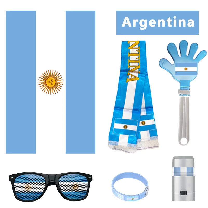 Cheering Outfit, National Flag Scarf, Facial Painting, Football Fan Glasses, Clapping, Football Match Cheering Sound