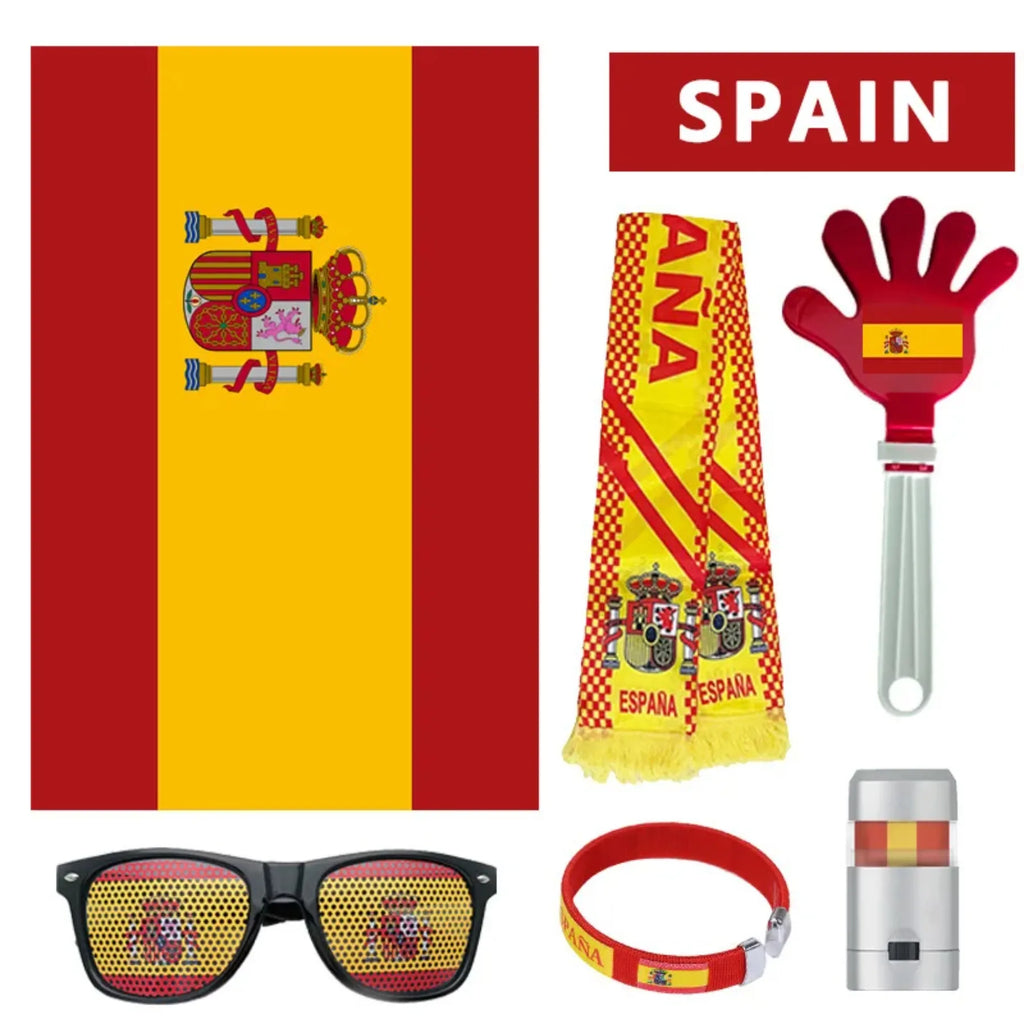 Cheering Outfit, National Flag Scarf, Facial Painting, Football Fan Glasses, Clapping, Football Match Cheering Sound
