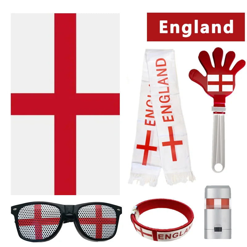 Cheering Outfit, National Flag Scarf, Facial Painting, Football Fan Glasses, Clapping, Football Match Cheering Sound